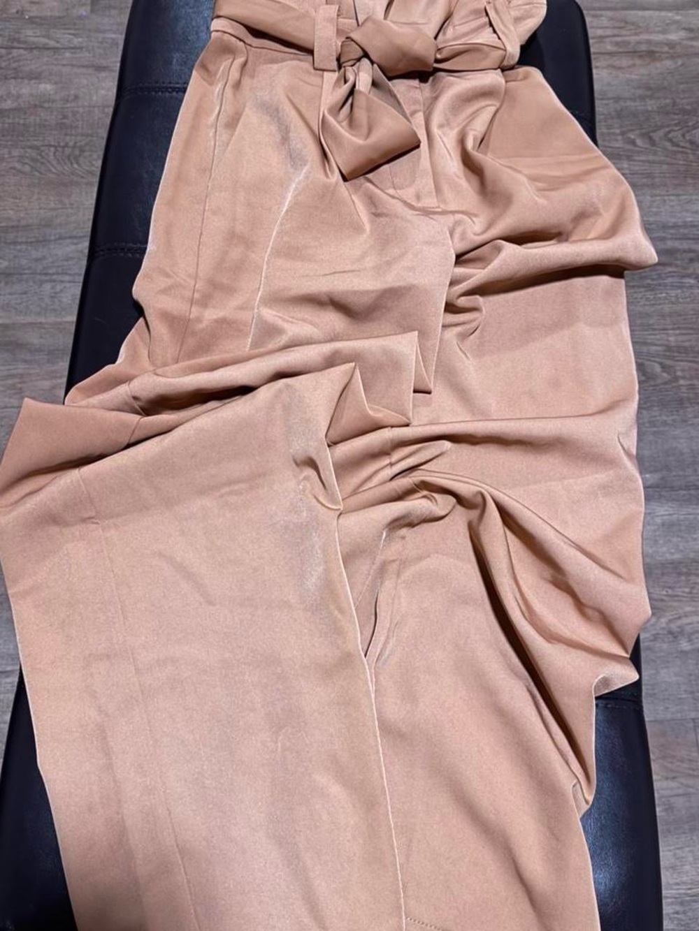 Petal & Pup Tan Wide-Leg Bow-Tie Trousers